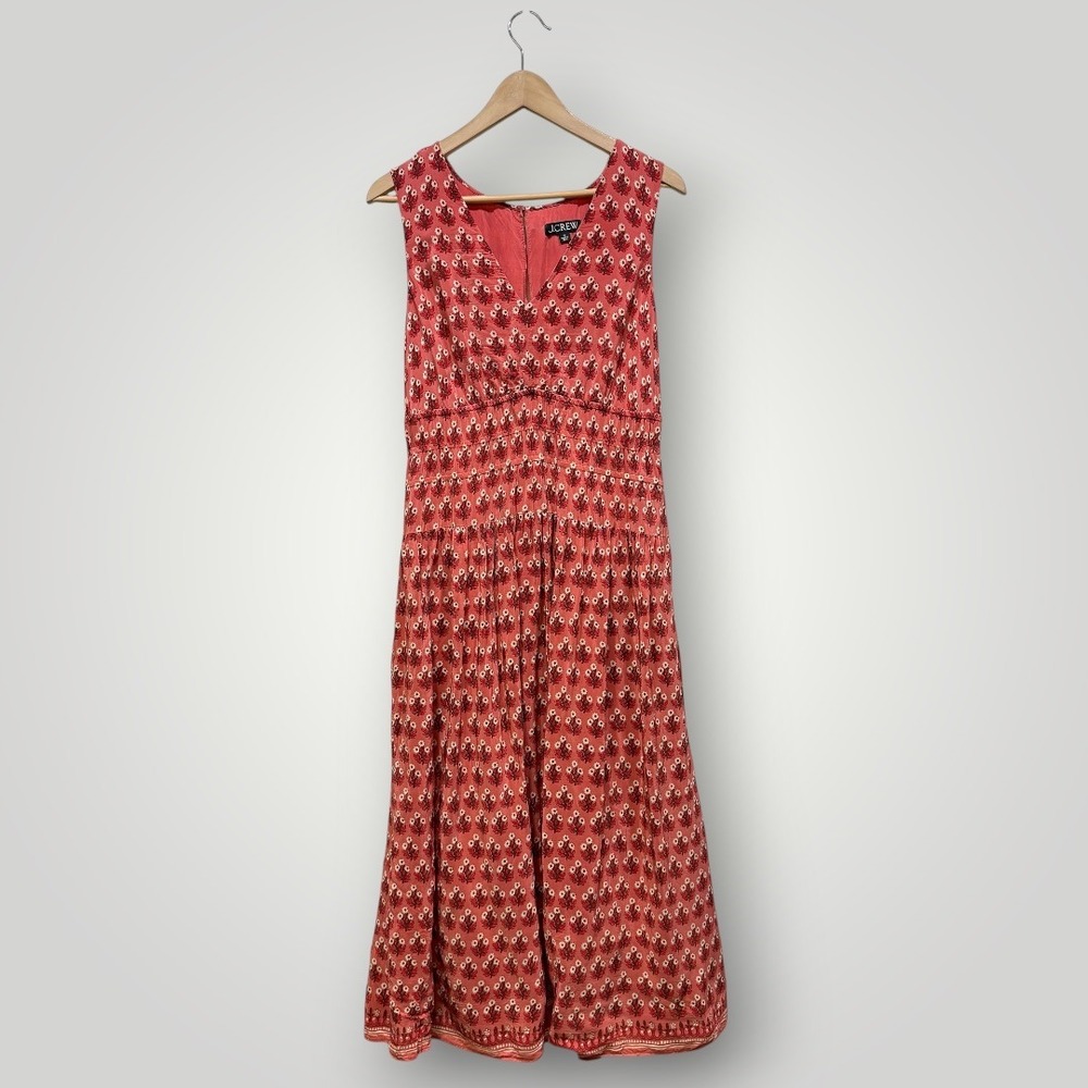 J. Crew Factory Red Patterned Midi Dress